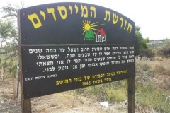 שלט לחורשת המייסדים בחריטה בעץ
