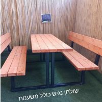 שולחן מונגש מתכת ועץ אורך 1.8מ'